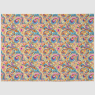 Paisley Golden Blume Abstraktes Muster 6 Seidenpapier