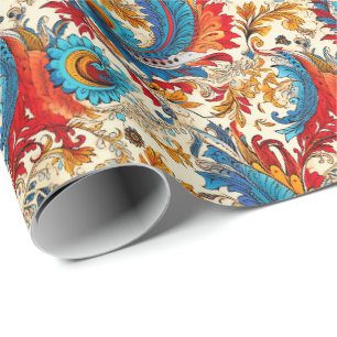 Paisley Goldene Blume Abstraktes Muster 4 Geschenkpapier