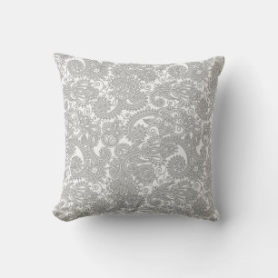 Paisley Gray White Detection Pattern Cushion Kissen