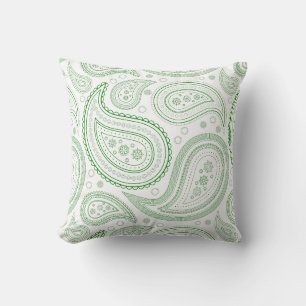 Paisley Grün auf Weiß Wurfkissen Kissen