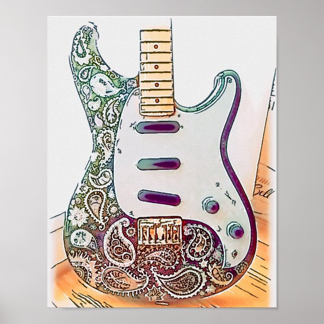 Paisley Guitar Print Poster (Vorne)
