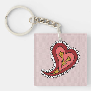 Paisley Heart Acrylic Schlüsselanhänger