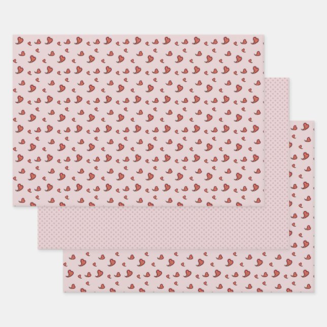 Paisley Heart Wrapping Paper Set Geschenkpapier Set (Set)