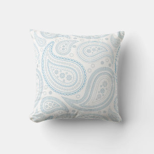 Paisley Hellblau auf Weiß Wurfkissen Kissen