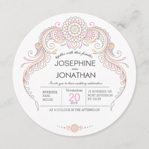 Paisley Henna Design Hochzeitskarte Einladung
