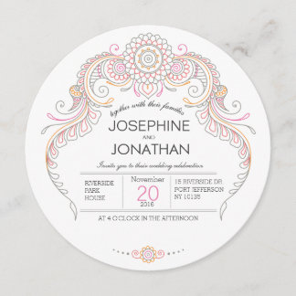 Paisley Henna Design Hochzeitskarte Einladung