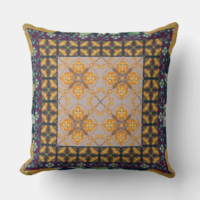 Paisley | HERBSTFARBEN | Imitate Quilted Square Kissen (Vorderseite)