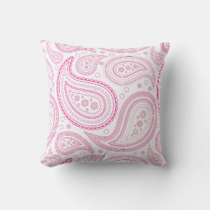Paisley Hot Pink auf weißem Kissenbezug Kissen