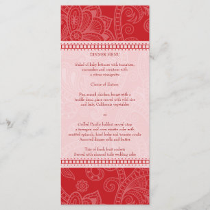 Paisley Impression dans Crimson Menu Carte Rack