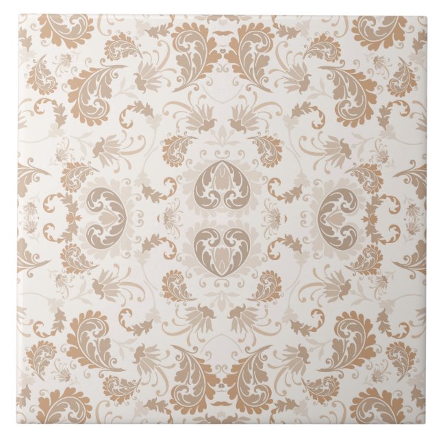 Paisley in Beige Ästhetik Moderne Tan Brown Fliese (Vorderseite)