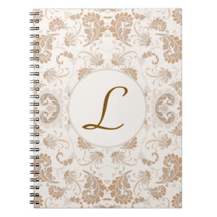 Paisley in Beige Ästhetik Moderne Tan Brown Init. Notizblock