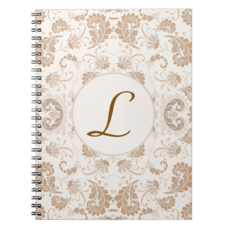 Paisley in Beige Ästhetik Moderne Tan Brown Init. Notizblock