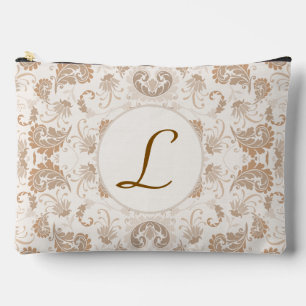 Paisley in Beige Ästhetik Moderne Tan Brown Init. Zubehörtasche