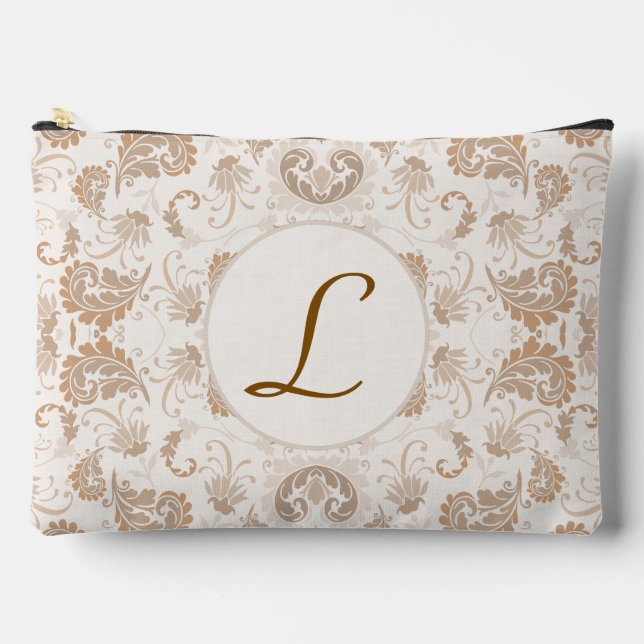 Paisley in Beige Ästhetik Moderne Tan Brown Init. Zubehörtasche (Vorderseite)
