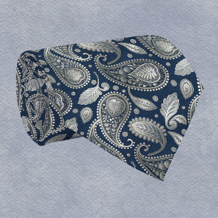 Paisley in Marineblau und elegantem Silber Krawatte
