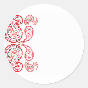 Paisley in orange und rosa - mittelöstliche Gestal Runder Aufkleber