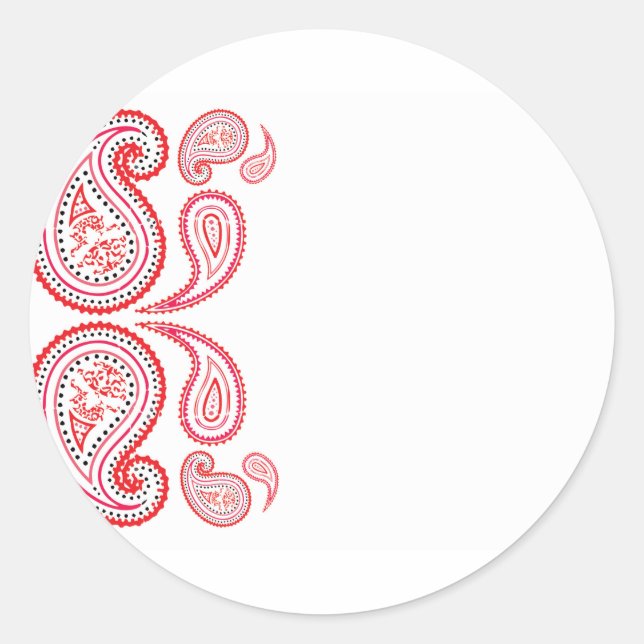 Paisley in orange und rosa - mittelöstliche Gestal Runder Aufkleber (Vorderseite)