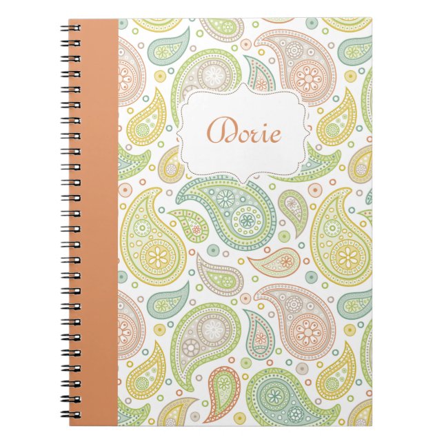 Paisley in Peach Notebook Notizblock (Vorderseite)