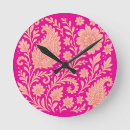 paisley india Printdesign Runde Wanduhr