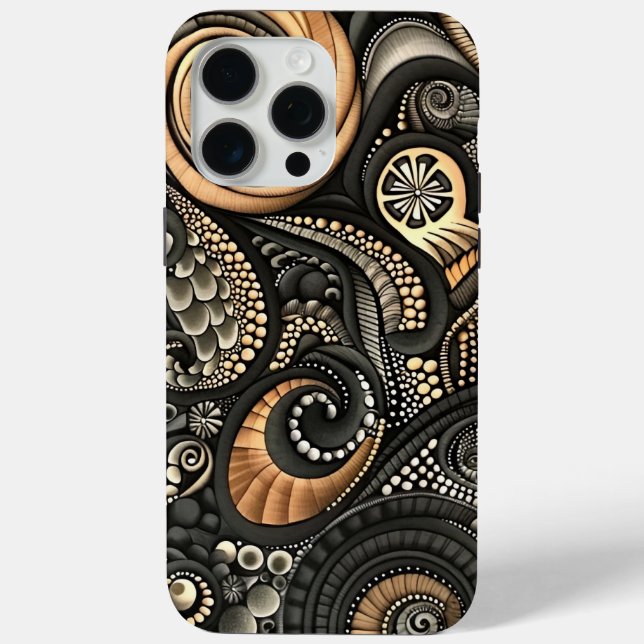 Paisley Inspiriert Black Beige Designer Case-Mate iPhone Hülle (Rückseite)