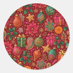 Paisley-Juwel-Ton-Weihnachtsaufkleber Runder Aufkleber