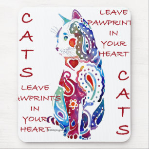 Paisley-Katze in Blauem u. in Lila Mousepad