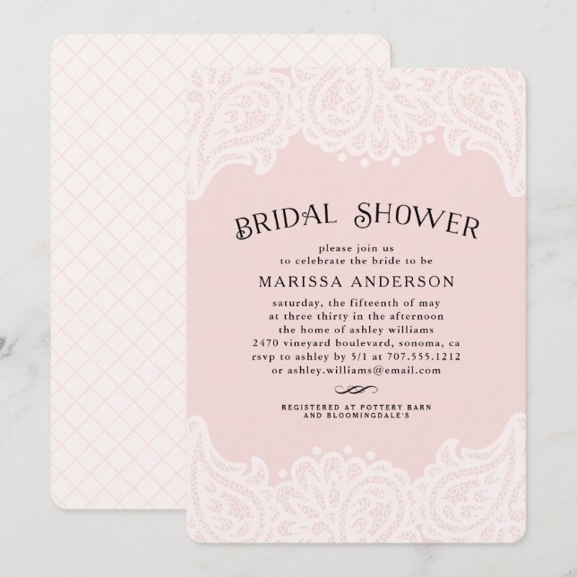 Paisley Lace Bridal Dusche Einladung | Blüte (Vorne/Hinten)