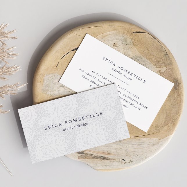 Paisley Lace Business Cards | Nimbus Gray Visitenkarte (Von Creator hochgeladen)