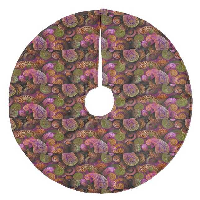 Paisley Lila Fleece Weihnachtsbaumdecke (Vorderseite)
