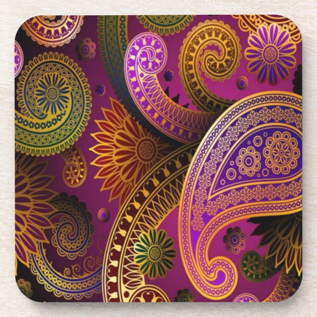 Paisley Lila Getränkeuntersetzer (Vorderseite)