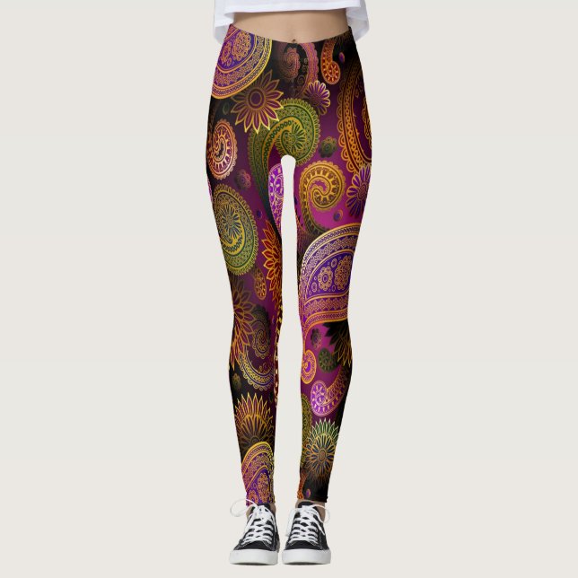 Paisley Lila Leggings (Vorderseite)