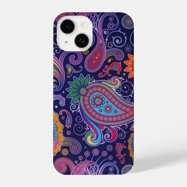 Paisley Lila pink iPhone 14 Hülle (Rückseite)