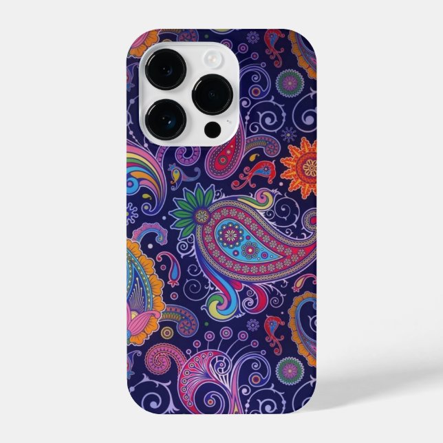 Paisley Lila pink iPhone 14 Pro Hülle (Rückseite)