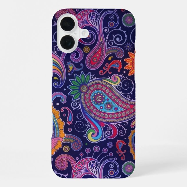 Paisley Lila Pink iPhone 16 Plus Hülle (Rückseite)