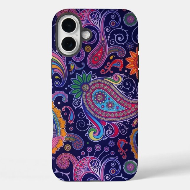 Paisley Lila Pink iPhone 16 Plus Hülle (Rückseite)
