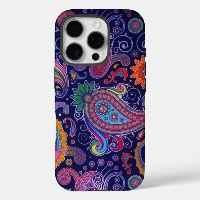 Paisley Lila Pink iPhone 16 Pro Hülle (Rückseite)