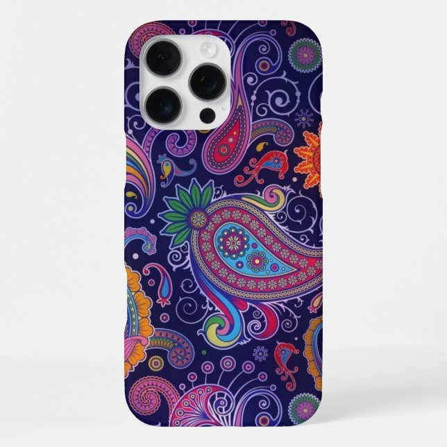 Paisley Lila Pink iPhone 16 Pro Max Hülle (Rückseite)
