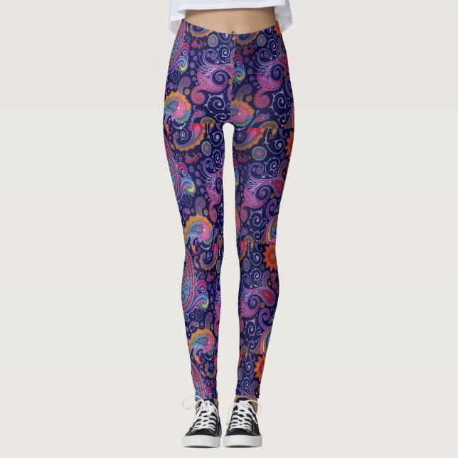 Paisley Lila pink Leggings (Vorderseite)