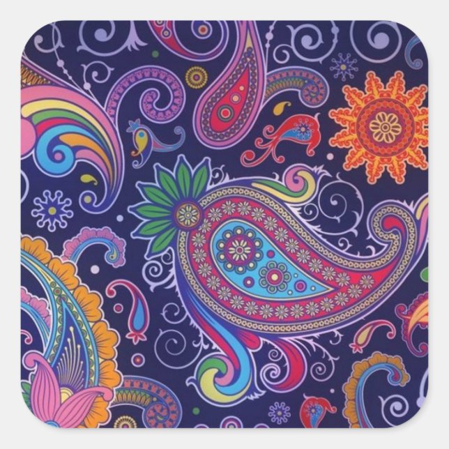 Paisley Lila pink Quadratischer Aufkleber (Vorderseite)