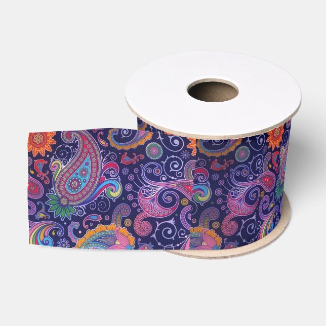 Paisley Lila pink Ripsband (Spule)