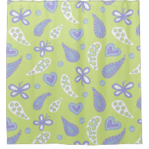 Paisley Lila und Limone Schmetterlinge und Herzen