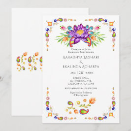 Paisley Lotus Blume Indische Engagement Partei Einladung