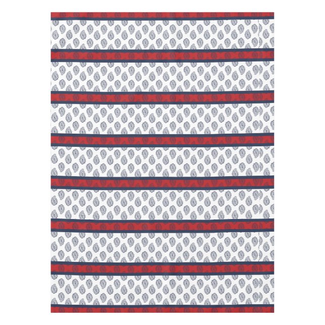 Paisley, Marine über Patriotic Stripes Tableclout Tischdecke (Vorderseite)