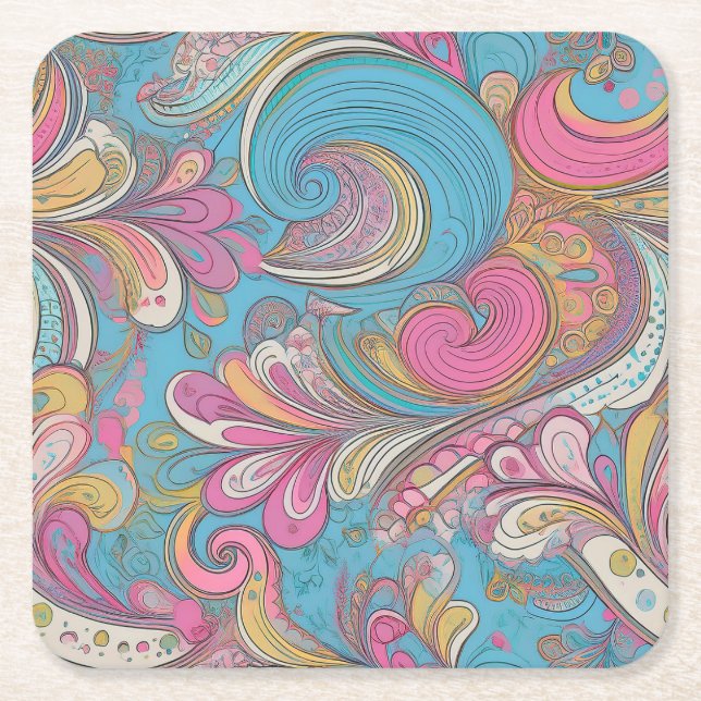 Paisley Mauve Coaster Rechteckiger Pappuntersetzer (Vorderseite)