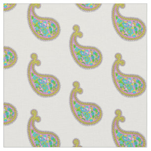 Paisley-Mehndi-Muster Pink Grün Aqua Gelb Stoff