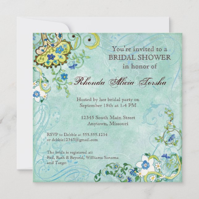 Paisley Modern Floral Blüh Swirl Hochzeit Einladung (Vorderseite)