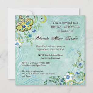 Paisley Modern Floral Blüh Swirl Hochzeit Einladung