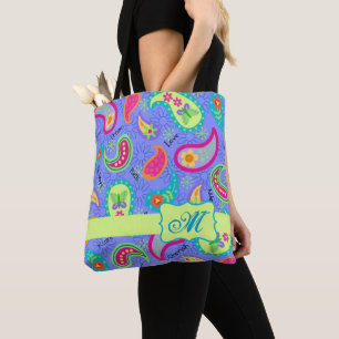 Paisley Modern Lavender Monogram Name Tasche