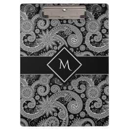 Paisley Monochrom mit Gerahmten Anfangsbuchstaben Klemmbrett