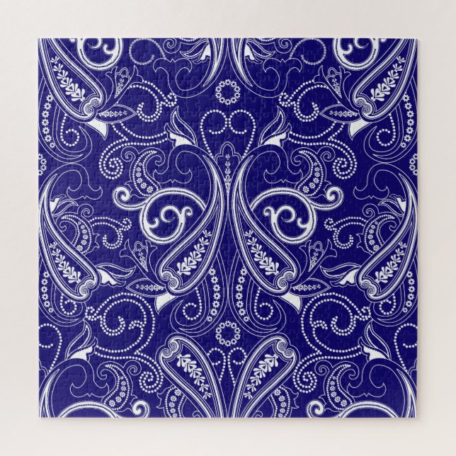 Paisley monochrome: blau, weiß Eleganz. (Vertikal)